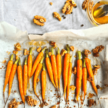 Honey glazed roast carrots with walnuts