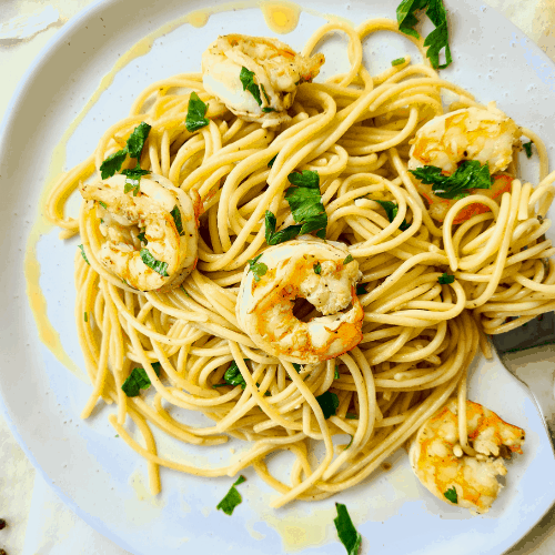 Easy garlic prawn pasta-image