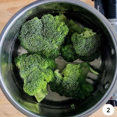 Broccoli cooking in boiling water