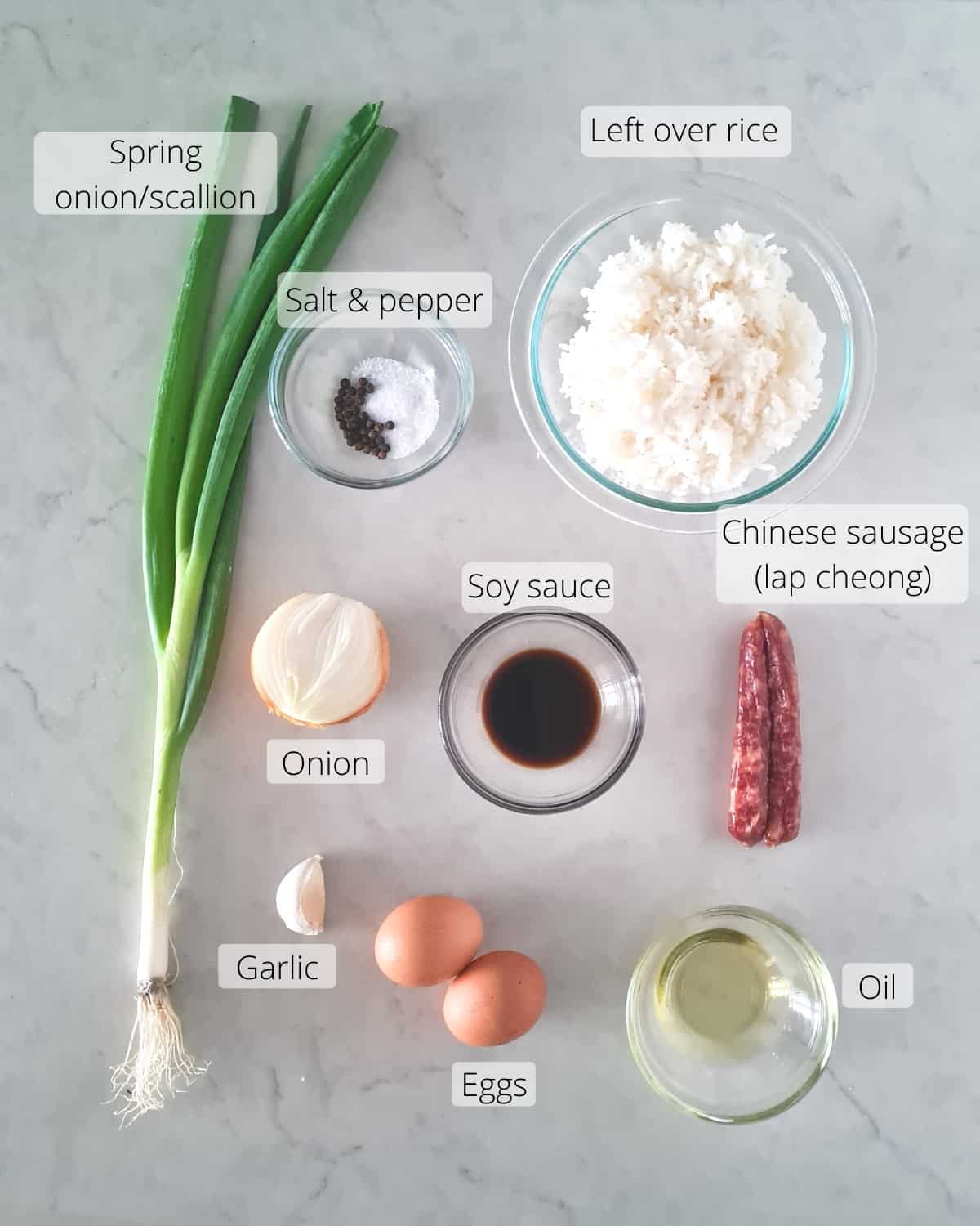 Overead shot of all the ingredients used in making this recipe