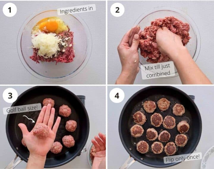 Step by step of how to make meatballs