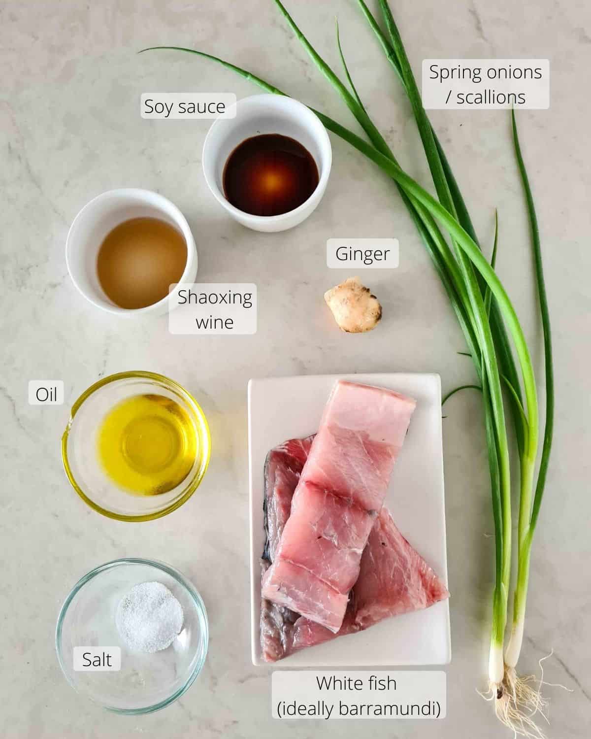 Labled ingredients required for this recipe