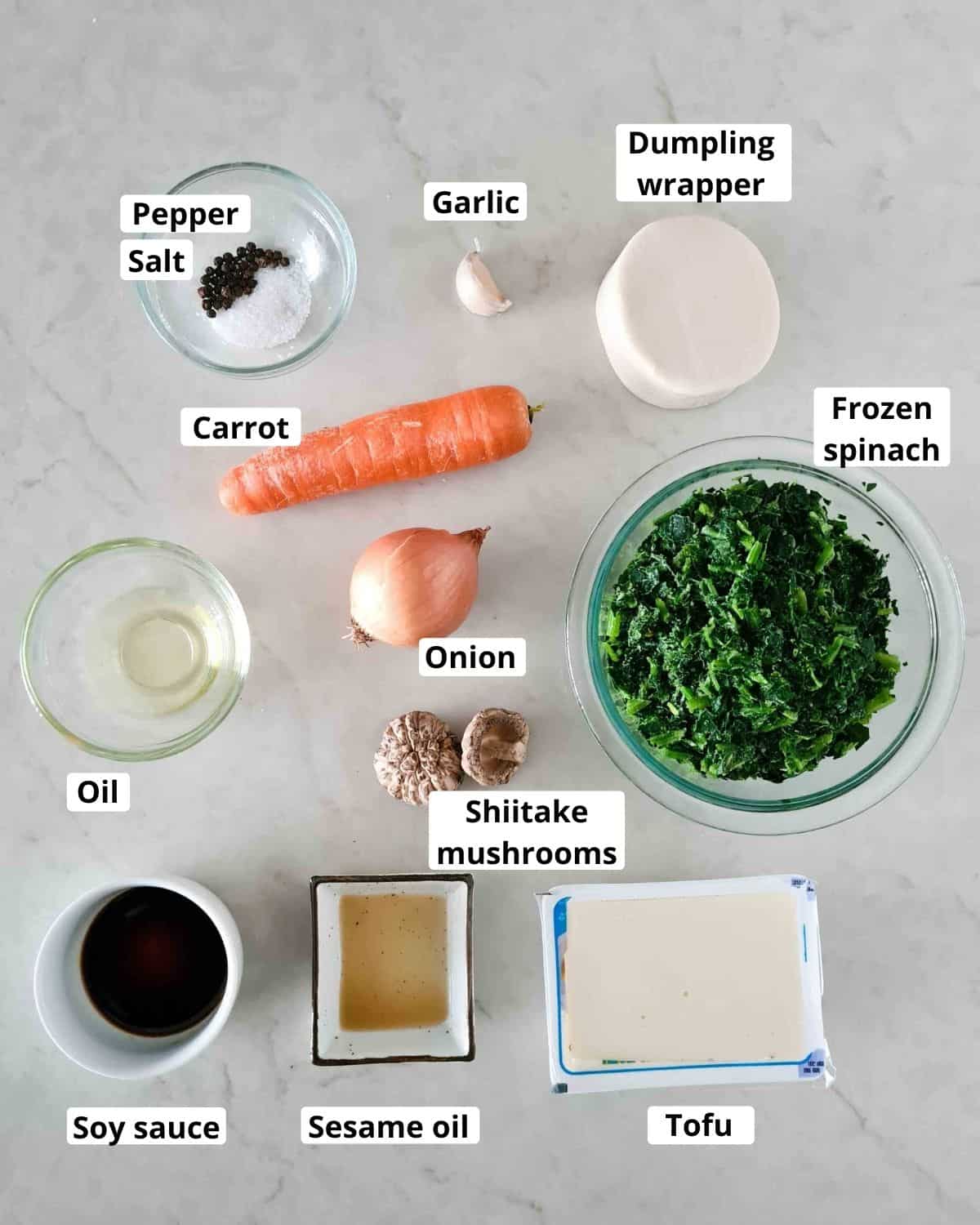 All the ingredients required to make this recipe, labeled