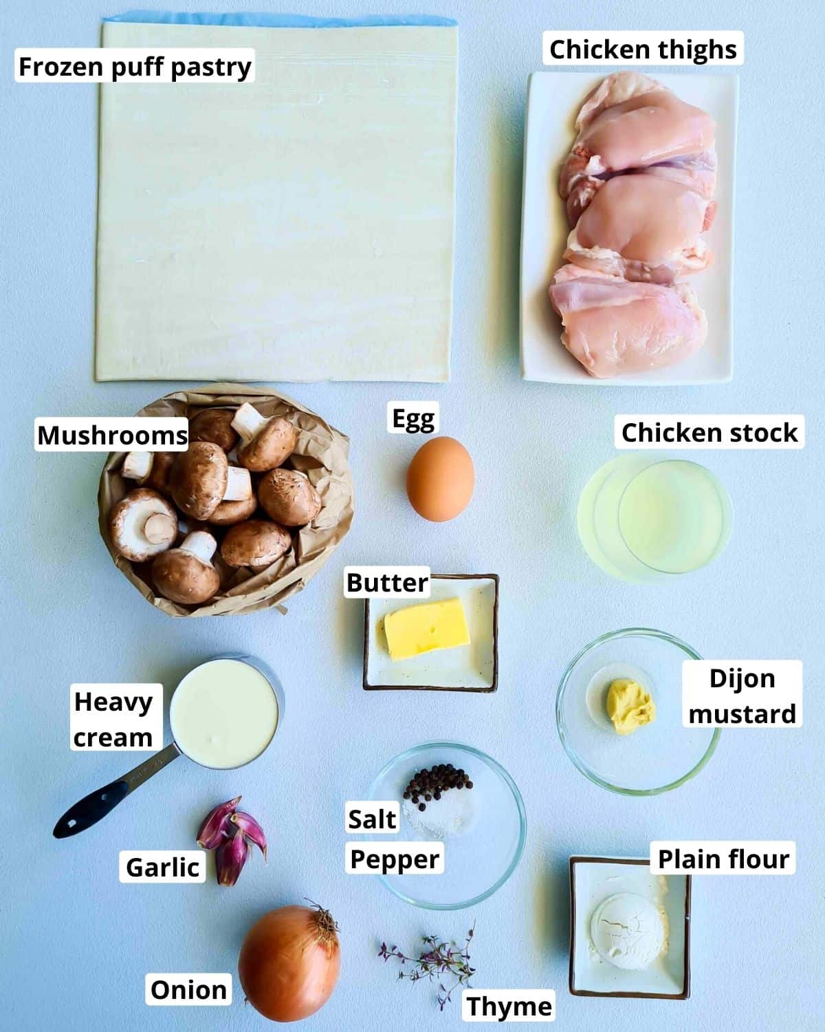 All the ingredients required to make this recipe, labeled