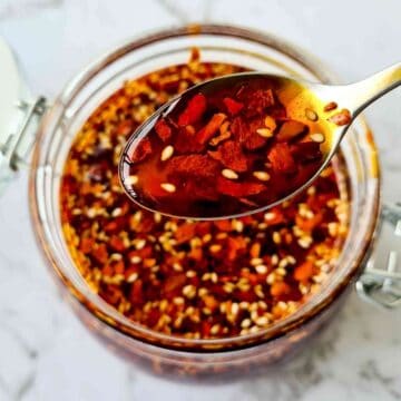 A spoonful of homemade chilli oil