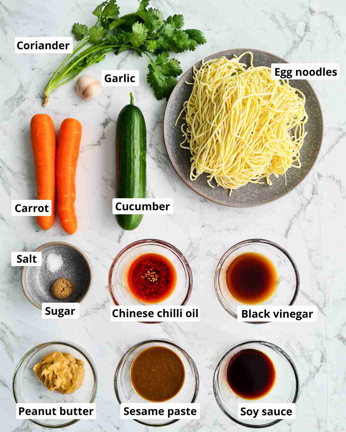 Ingredients required to make this recipe, labled